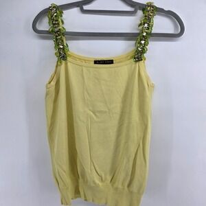 Yellow Tank Top with Embellished Green Straps